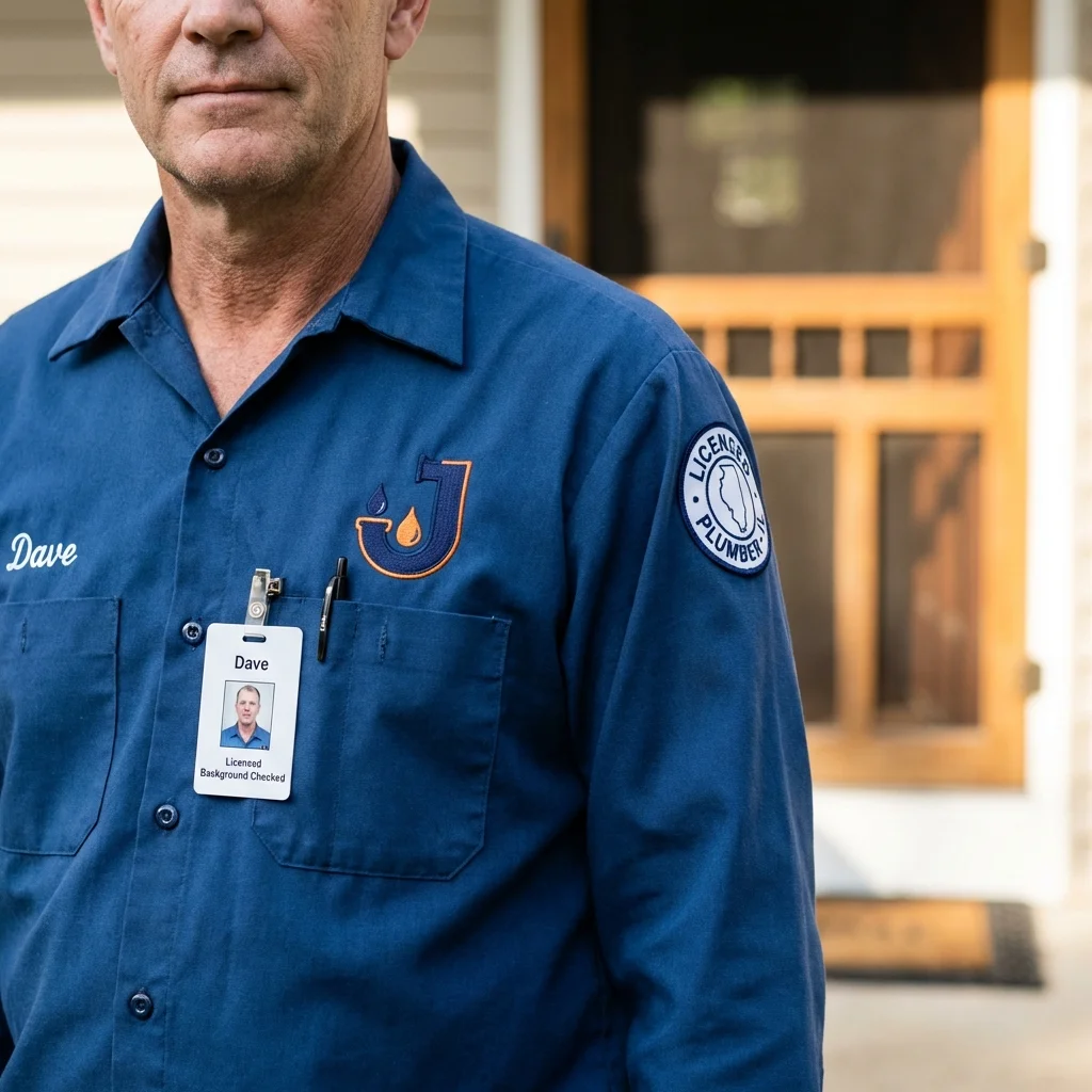 Licensed plumber showing ID badge in Turners Falls, MA